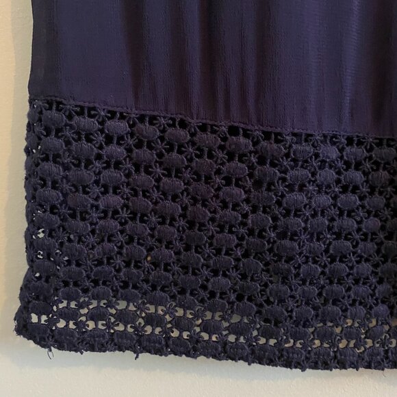 ZARA Navy Blue Sleeveless Dress with Crochet Style Details - Picture 7 of 10